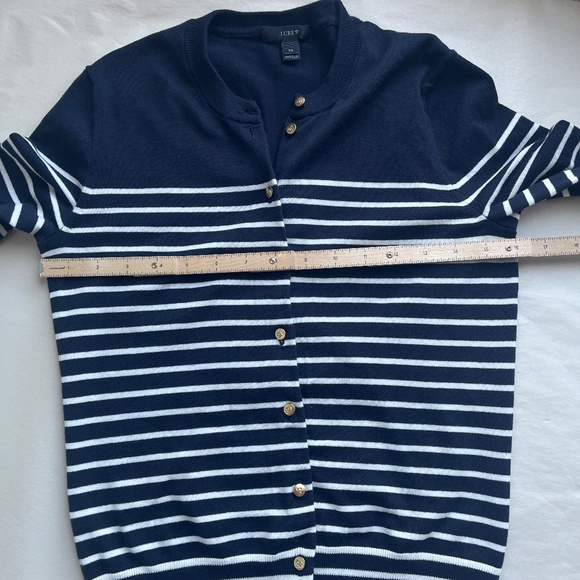 J. Crew Striped Jackie Sail Cardigan w/ Gold Anchor Buttons Nautical Top Sweater - Picture 10 of 12